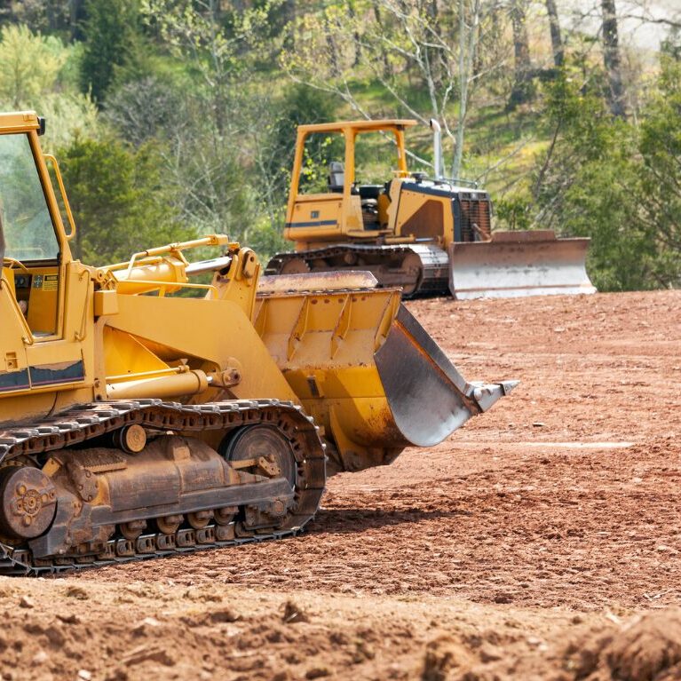 two bulldozers